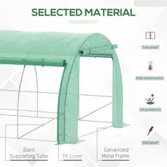 Outsunny Polytunnel Greenhouse Walk-in Grow House Tent with Roll-up Sidewalls, Zipped Door and 12 Windows, 6x3x2m Green - 4