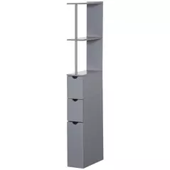 HOMCOM Tall Bathroom Cabinet, Freestanding Bathroom Storage Cabinet with 2-Tier Shelf and Drawers, Narrow Cupboard Storage Unit, Grey - 1