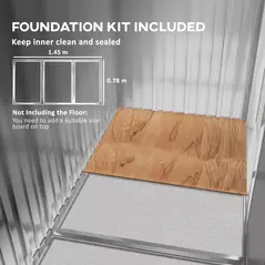 Outsunny Metal Garden Shed, Outdoor Lean-to Shed for Tool Motor Bike, with Adjustable Shelf, Lock, Gloves, 5'x3'x6', Grey - 9