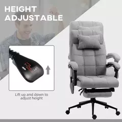 Vinsetto Office Chair with 6-point Vibration Massage and Heat, Computer Chair with Adjustable Height, Head Pillow, Footrest for Home, Grey - 5