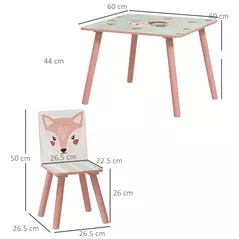 ZONEKIZ Kids and Table Chairs, Children Desk with Two Chairs, Toddler Furniture Set, for Ages 3-6 Years - Pink - 3