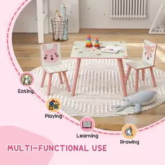 ZONEKIZ Kids and Table Chairs, Children Desk with Two Chairs, Toddler Furniture Set, for Ages 3-6 Years - Pink - 4