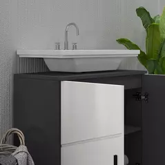 kleankin Under Sink Bathroom Cabinet, Bathroom Vanity Unit, Basin Storage Cupboard with Double Doors and Shelf, 10W x 20Dcm "U" Cut-Out, Light Grey - 8