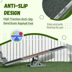 PawHut Wooden Pet Seesaw for Big Dogs, Dog Agility Equipment with Anti-Slip Surface - Grey - 5