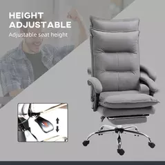 Vinsetto Massage Office Chair with Footrest, Desk Chair with 6 Point Massage and Heat, 155° Reclining Back for Home, Thick Padding, Grey - 5