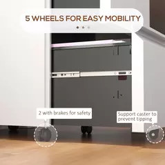 Vinsetto 2-Drawer Mobile Filing Cabinet, Steel Lockable File Cabinet for Letter, A4 and Legal Size, Pre-Assembled Body, White - 7