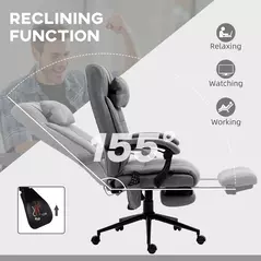 Vinsetto Office Chair with 6-point Vibration Massage and Heat, Computer Chair with Adjustable Height, Head Pillow, Footrest for Home, Grey - 6