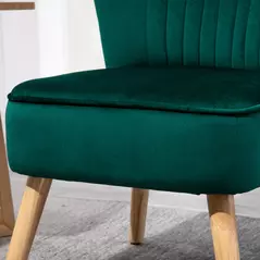 HOMCOM Modern Accent Chair, Fabric Living Room Chair with Rubber Wood Legs and Thick Padding, Green - 9