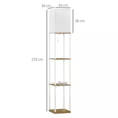 HOMCOM Modern Floor Lamp with Shelves, 3 Layer Shelf Tall Standing Lamp with Fabric Lampshade, Pull Chain Switch for Living Room, Bedroom, Bulb not Included, White - 3