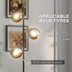 HOMCOM Tree Floor Lamp for Living Room Bedroom with 3 Light, Modern Standing Lamp, (Bulb not Included), 162cm, Grey - 7