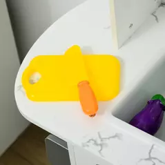 AIYAPLAY Toy Kitchen with Lights, Sounds, Apron and Chef Hat, Ice Maker, Microwave, for Ages 3-6 Years - White - 9