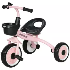 AIYAPLAY Kids Trike, Tricycle, with Adjustable Seat, Basket, Bell, for Ages 2-5 Years - Pink - 1