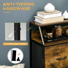 HOMCOM Bedroom Chest of Drawers, Industrial 5 Fabric Drawer Dresser with Open Shelf for Living Room, Rustic Brown - 7