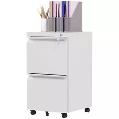 Vinsetto 2-Drawer Mobile Filing Cabinet, Steel Lockable File Cabinet for Letter, A4 and Legal Size, Pre-Assembled Body, White - 1