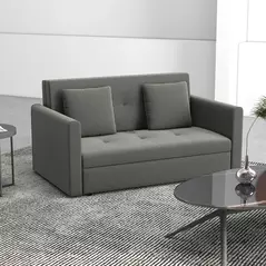 HOMCOM Snow Flannel Two-Seater Sofa Bed, with Storage - Grey - 2