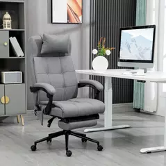 Vinsetto Office Chair with 6-point Vibration Massage and Heat, Computer Chair with Adjustable Height, Head Pillow, Footrest for Home, Grey - 2