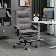 Vinsetto Massage Office Chair with Footrest, Desk Chair with 6 Point Massage and Heat, 155° Reclining Back for Home, Thick Padding, Grey - 2