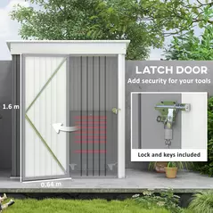 Outsunny Metal Garden Shed, Outdoor Lean-to Shed for Tool Motor Bike, with Adjustable Shelf, Lock, Gloves, 5'x3'x6', Grey - 7