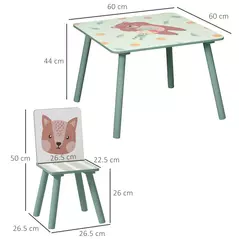 ZONEKIZ Kids and Table Chairs, Children Desk with Two Chairs, Toddler Furniture Set, for Ages 3-6 Years - Green - 3