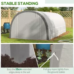 Outsunny 6x3m Polytunnel Greenhouse for Seedlings & Plants Upgraded Structure Mesh Door Windows, White - 7