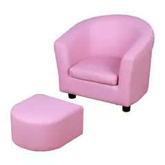 HOMCOM Kids Toddler Sofa Children's Armchair Footstool with Thick Padding, Anti-skid Foot Pads, 30 x 28 x 21cm, Pink - 1