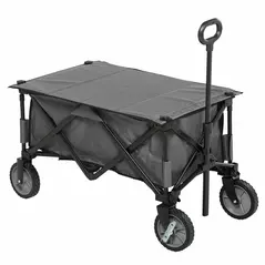 Outsunny Garden Trolley, Cargo Traile on Wheels, Folding Collapsible Camping Trolley, Outdoor Utility Wagon, Dark Grey - 1