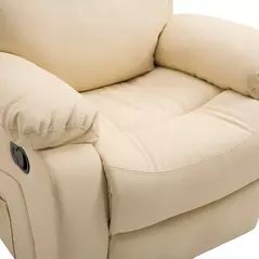 HOMCOM PU Leather Reclining Chair with 8 Massage Points and Heat, Manual Recliner with Swivel Base, Footrest and Remote, Beige - 9