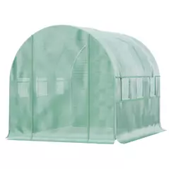Outsunny Walk-in Polytunnel Greenhouse Green House with Roll-up Sidewalls, UV-resistant PE Cover, 3 x 2 x 2m, Green - 1
