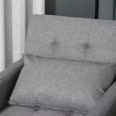 HOMCOM 3-In-1 Single Chair Bed with Adjustable Backrest, Pillow and Footrest for Living Room, Grey - 8