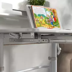 ZONEKIZ Height Adjustable Kids Study Table and Chair Set, with Drawer, Storage Shelf, 80 x 54.5 x 104 cm, Grey - 9