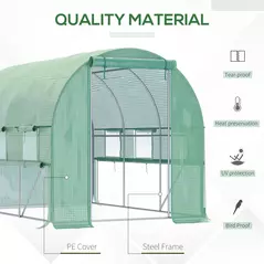 Outsunny Walk-in Polytunnel Greenhouse Green House with Roll-up Sidewalls, UV-resistant PE Cover, 3 x 2 x 2m, Green - 5