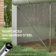 Outsunny 3 x 2(m) Walk-in Polytunnel Greenhouse, Zipped Roll Up Sidewalls, Mesh Door, 6 Mesh Windows, Tunnel Warm House Tent with PE Cover, Complimentary Plant Labels and Gloves, White - 6