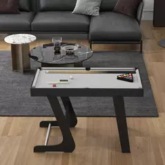 SPORTNOW 3.5ft Folding Pool Table, Snooker Table with Two Cues, 16 Balls, Chalk, Triangle, Brush - Grey - 9