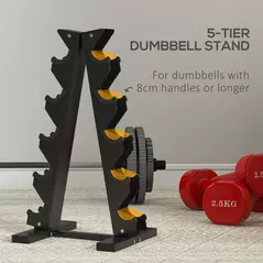 SPORTNOW Five-Tier Dumbbell Storage Rack, for Home Gym Exercise - Black - 4