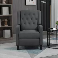 HOMCOM Wingback Recliner Chair for Home Theater, Button Tufted Microfibre Cloth Reclining Armchair with Leg Rest, Deep Grey - 7