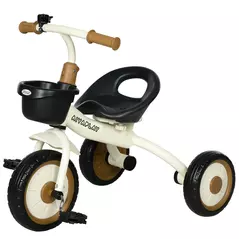 AIYAPLAY Kids Trike, Tricycle, with Adjustable Seat, Basket, Bell, for Ages 2-5 Years - White - 1