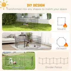 PawHut Dog Playpen, Puppy Pen, Eight-Panel Metal Fence, for Small Dogs, Indoors, Outdoors - Black - 4