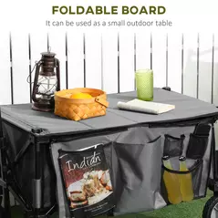Outsunny Garden Trolley, Cargo Traile on Wheels, Folding Collapsible Camping Trolley, Outdoor Utility Wagon, Dark Grey - 6