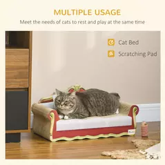 PawHut Cat Cardboard Scratcher, Lounge Sofa Bed with Catnip, 58 x 29.5 x 29cm - 4