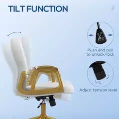 Vinsetto Height Adjustable Home Office Chair, Button Tufted Computer Chair with Padded Armrests and Tilt Function, Cream White - 5