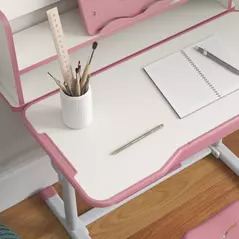 ZONEKIZ Height Adjustable Kids Study Table and Chair Set, with Drawer, Storage Shelf, 80 x 54.5 x 104 cm, Pink - 8