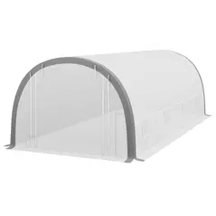 Outsunny 6x3m Polytunnel Greenhouse for Seedlings & Plants Upgraded Structure Mesh Door Windows, White - 1