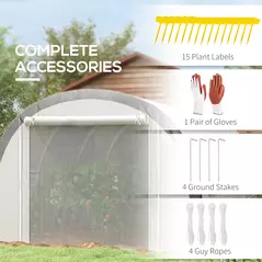 Outsunny 6x3m Polytunnel Greenhouse for Seedlings & Plants Upgraded Structure Mesh Door Windows, White - 8