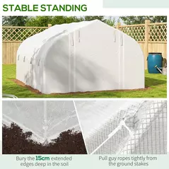 Outsunny 4 x 3(m) Walk-in Polytunnel Greenhouse, Zipped Roll Up Sidewalls, Mesh Door, 8 Mesh Windows, Tunnel Warm House Tent with PE Cover, Complimentary Plant Labels and Gloves, White - 8