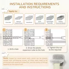 PawHut Four-Piece Cat Wall Furniture with Hammock, Perches, Ladder, Scratching Post, Grey - 7