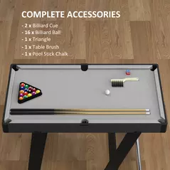 SPORTNOW 3.5ft Folding Pool Table, Snooker Table with Two Cues, 16 Balls, Chalk, Triangle, Brush - Grey - 4