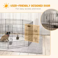 PawHut Dog Playpen, Puppy Pen, Eight-Panel Metal Fence, for Small Dogs, Indoors, Outdoors - Black - 7