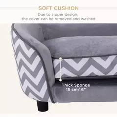 PawHut Dog Sofa Pet Couch for XS Dogs w/ Removable Sponge Padded Cushion - Grey - 5