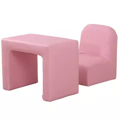 HOMCOM 2 In 1 Toddler Sofa Chair,  48 x 44 x 41 cm, for Game Relax Playroom, Pink - 1