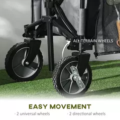 Outsunny Garden Trolley, Cargo Traile on Wheels, Folding Collapsible Camping Trolley, Outdoor Utility Wagon, Dark Grey - 5